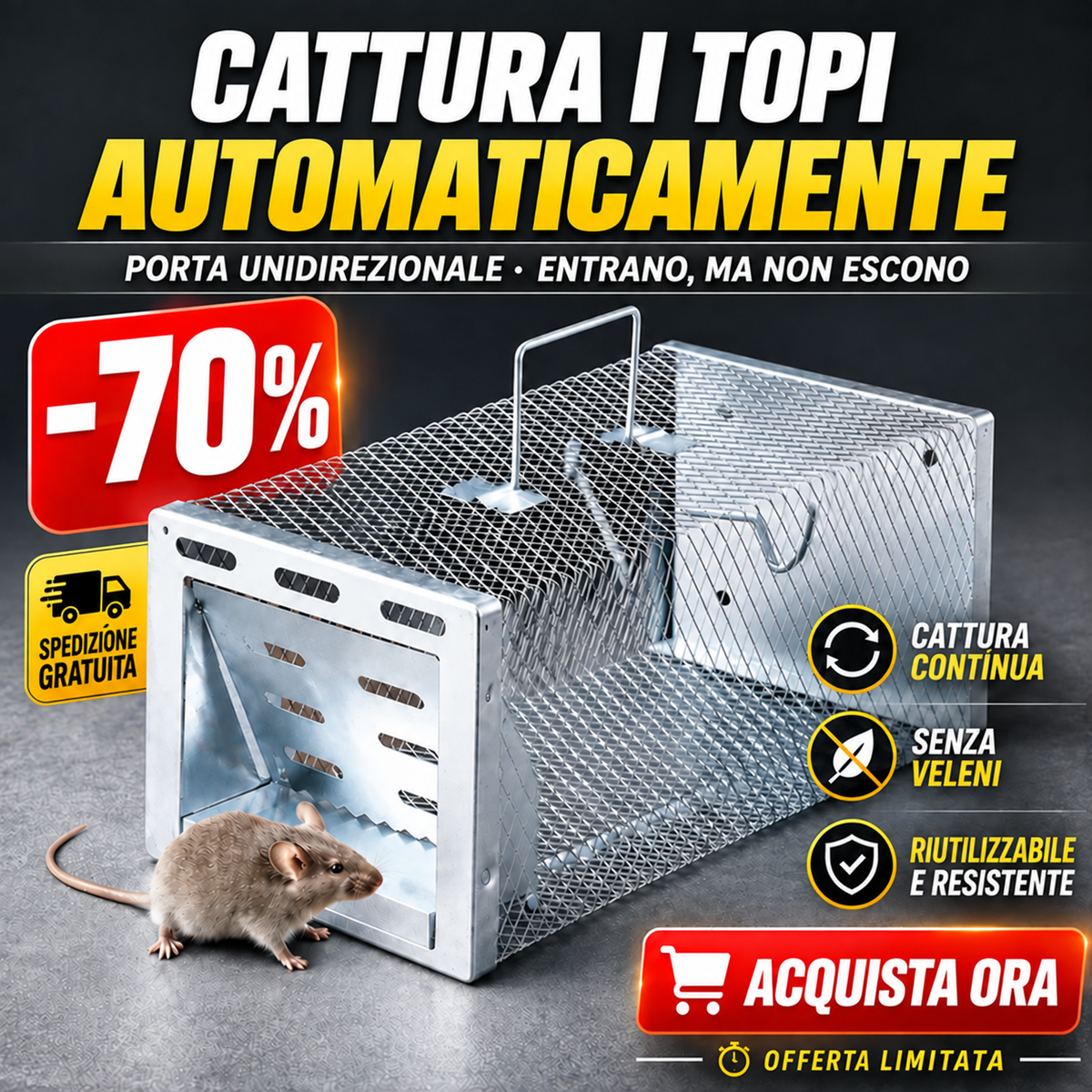 BestSeller™ - Gabbia Trappola Umana Per Topi, Mouse E Scoiattoli Vivi