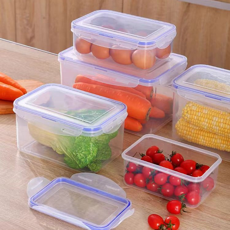 Rettangolare in plastica Crisper trasparente Food Grade sigillato Box Frigorifero Grain Storage Box Scatole di stoccaggio della cucina