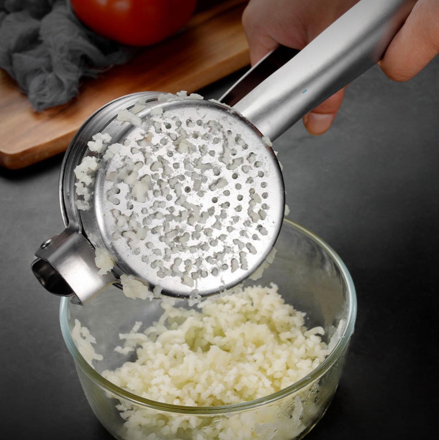 Grattugia Per Patate, Schiacciatore Manuale In Acciaio Inox Con 3 Dischi Intercambiabili