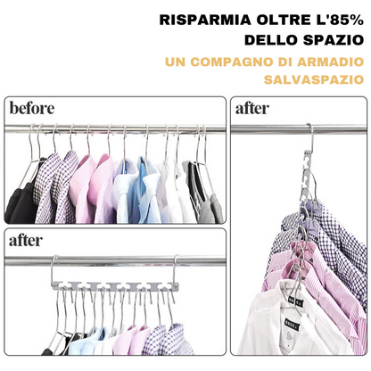 Magic Hangers Appendiabiti Salvaspazio, Robusti Appendiabiti Pieghevoli Salvaspazio Con 6 Fori Per Appendere 12 Vestiti Pesanti.