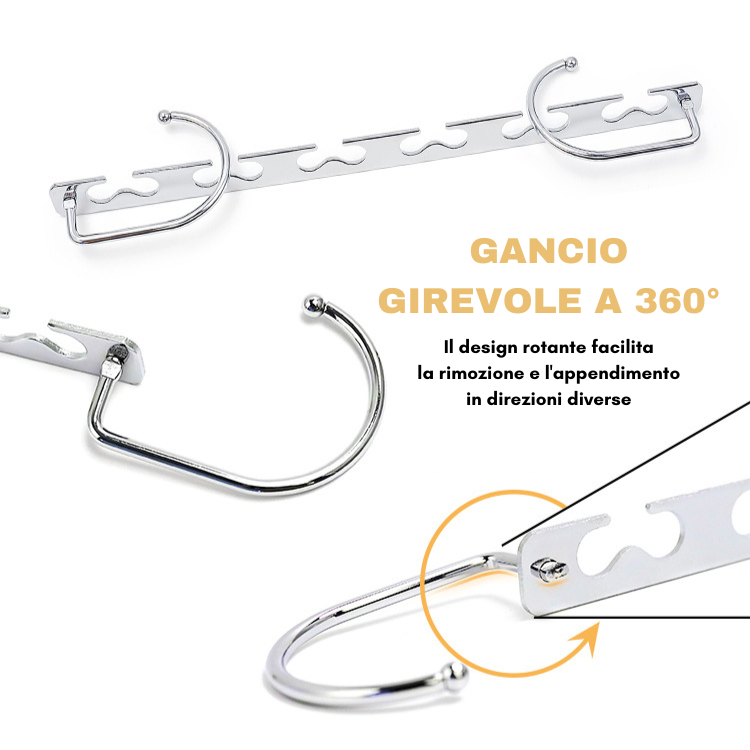 Magic Hangers Appendiabiti Salvaspazio, Robusti Appendiabiti Pieghevoli Salvaspazio Con 6 Fori Per Appendere 12 Vestiti Pesanti.