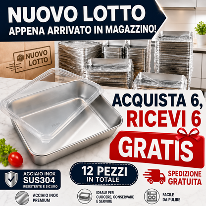 Contenitore in acciaio inox 304 da 2500 ml – Una soluzione sicura e pratica per conservare gli alimenti (25 × 20 × 6 cm)