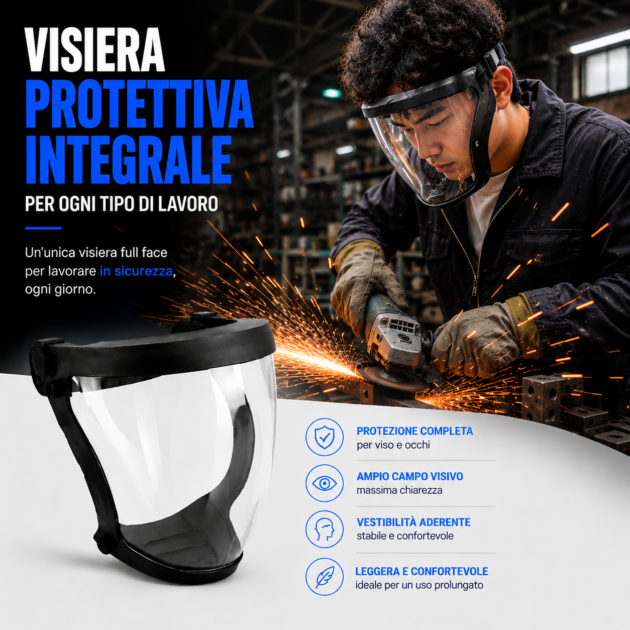 La Visiera Protegge Il Viso Dalle Polveri Sottili E Dalla Nebbia