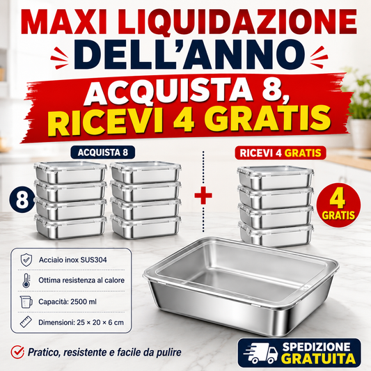 La soluzione per un frigo sempre ordinato e senza odori - Contenitori in acciaio SUS304 (25×20×6 cm)