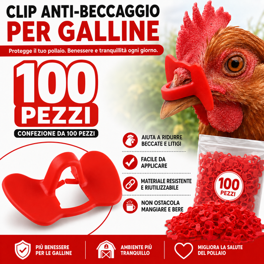 Clip Anti-Beccaggio per Galline – Riduce Litigi, Ferite e Piume Strappate