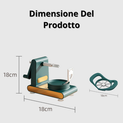 Pelapatate Multifrutta A Rotazione Rapida (Con corno di mela e affettatrice di mela)