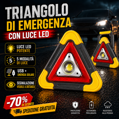 🚨Triangolo di Emergenza LED Ricaricabile per Auto – Alta Visibilità Notturna