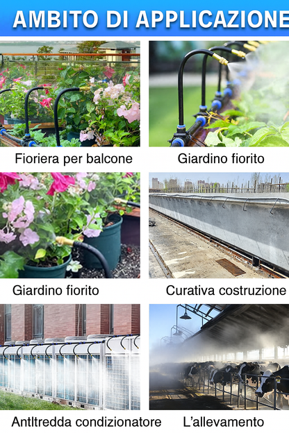 Irrigatore automatico a 360° con nebulizzazione e raffreddamento