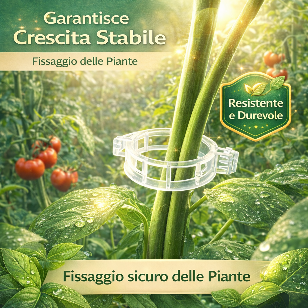 Clip professionali per piante 100pcs  – Ideale per Pomodori e Orto (Fissaggio Stabile e Riutilizzabile)