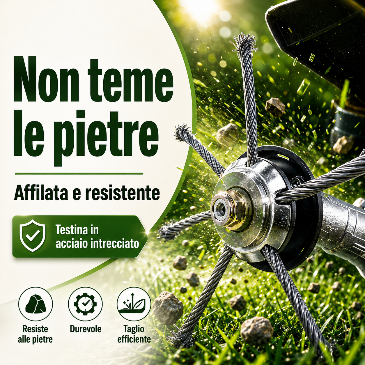 Testina Tagliaerba a 6 Bracci in Acciaio Intrecciato, Resistente e Potente contro le Erbacce Ostinate