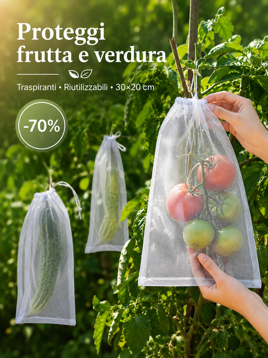 Sacchetti in rete protettivi per frutta e verdura — contro insetti e uccelli