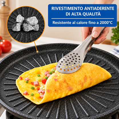 Padella grill universale per fornelli a gas, piani a induzione e fiamma libera