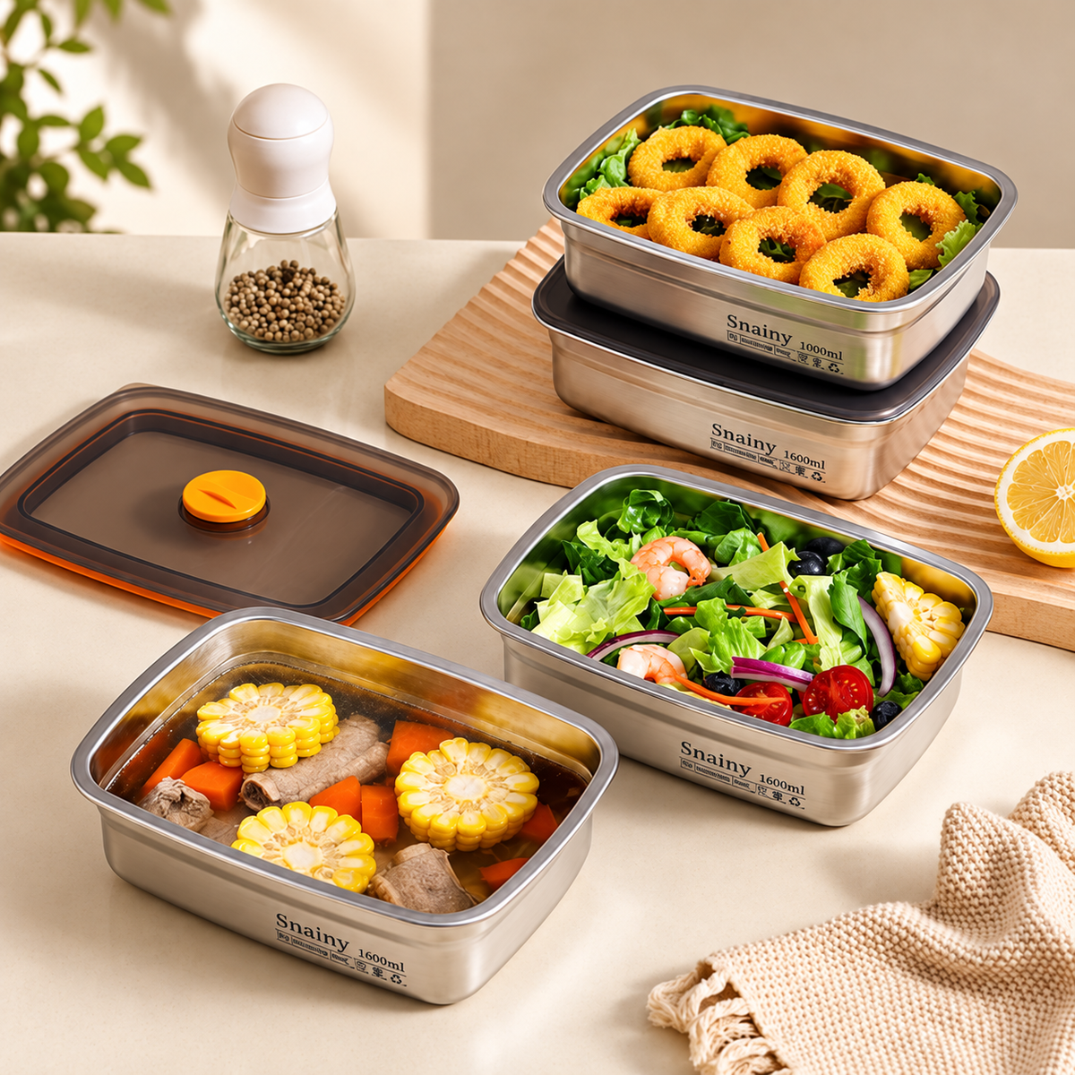 Best Seller | Contenitore Premium SUS316 con Coperchio Sottovuoto (19×14×6 cm)