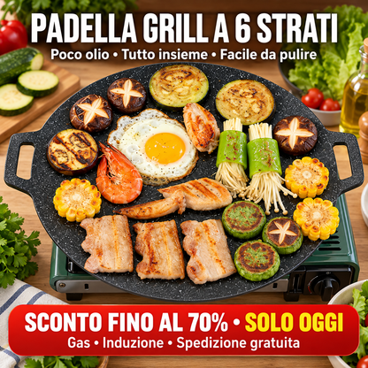 Padella antiaderente multiuso a 6 strati, compatibile con piani a induzione.