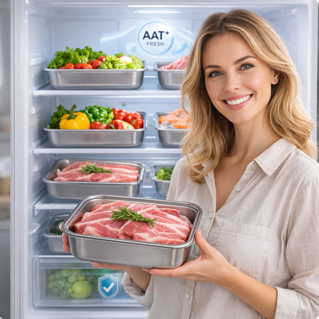 La soluzione per un frigo sempre ordinato e senza odori - Contenitori in acciaio SUS304 (25×20×6 cm)