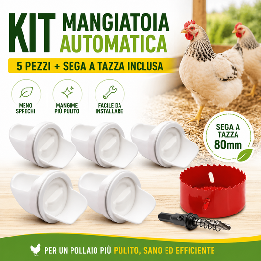 Mangiatoia Automatica Per Polli E Anatre Per Tutti I Tipi Di Secchi – Include Punta Da Trapano E Sega A Tazza