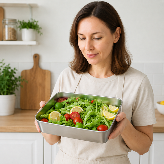 Contenitore per Alimenti in Acciaio Inox 304 con Coperchio Ermetico – Freschezza Più Lunga, Senza Odori e Sprechi