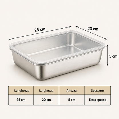 Contenitore per Alimenti in Acciaio Inox 304 con Coperchio Ermetico – Freschezza Più Lunga, Senza Odori e Sprechi