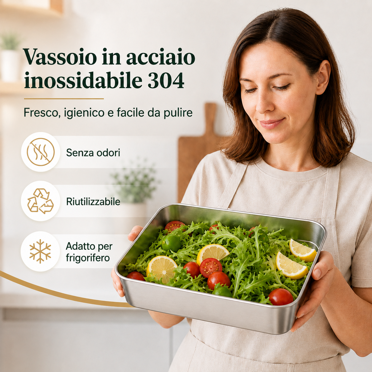 Contenitore per Alimenti in Acciaio Inox 304 con Coperchio Ermetico – Freschezza Più Lunga, Senza Odori e Sprechi