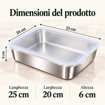 Contenitore Premium in Acciaio Inox 304 con Coperchio in Silicone – Più Ordine, Meno Odori