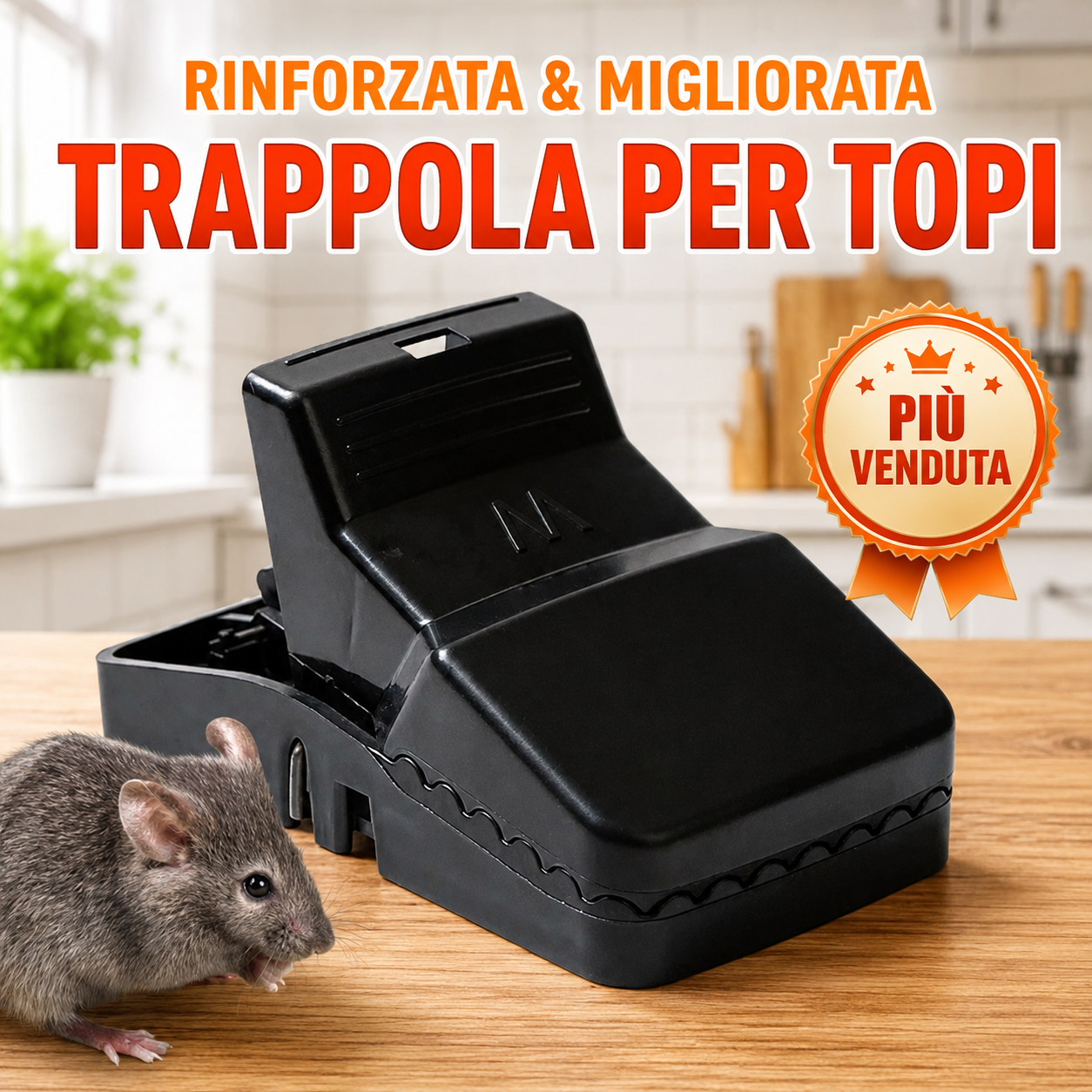 Trappola per Topi ad Alta Sensibilità con Molla Potente – Riutilizzabile, Senza Colla né Veleno