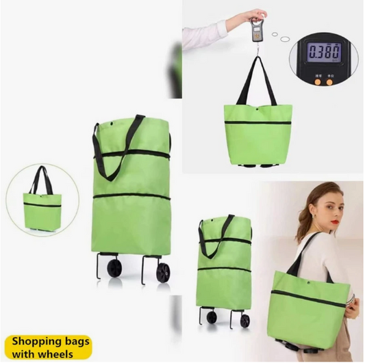 Borsa E Carrello 2 In 1 Pieghevole Con Ruote Carrello Borsa Portatile Con Ruote Regolabile Pieghevole Per Supermercato Di Generi Alimentari