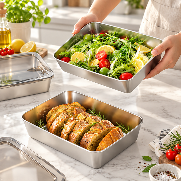 Contenitore per Alimenti in Acciaio Inox 304 con Coperchio Ermetico – Freschezza Più Lunga, Senza Odori e Sprechi