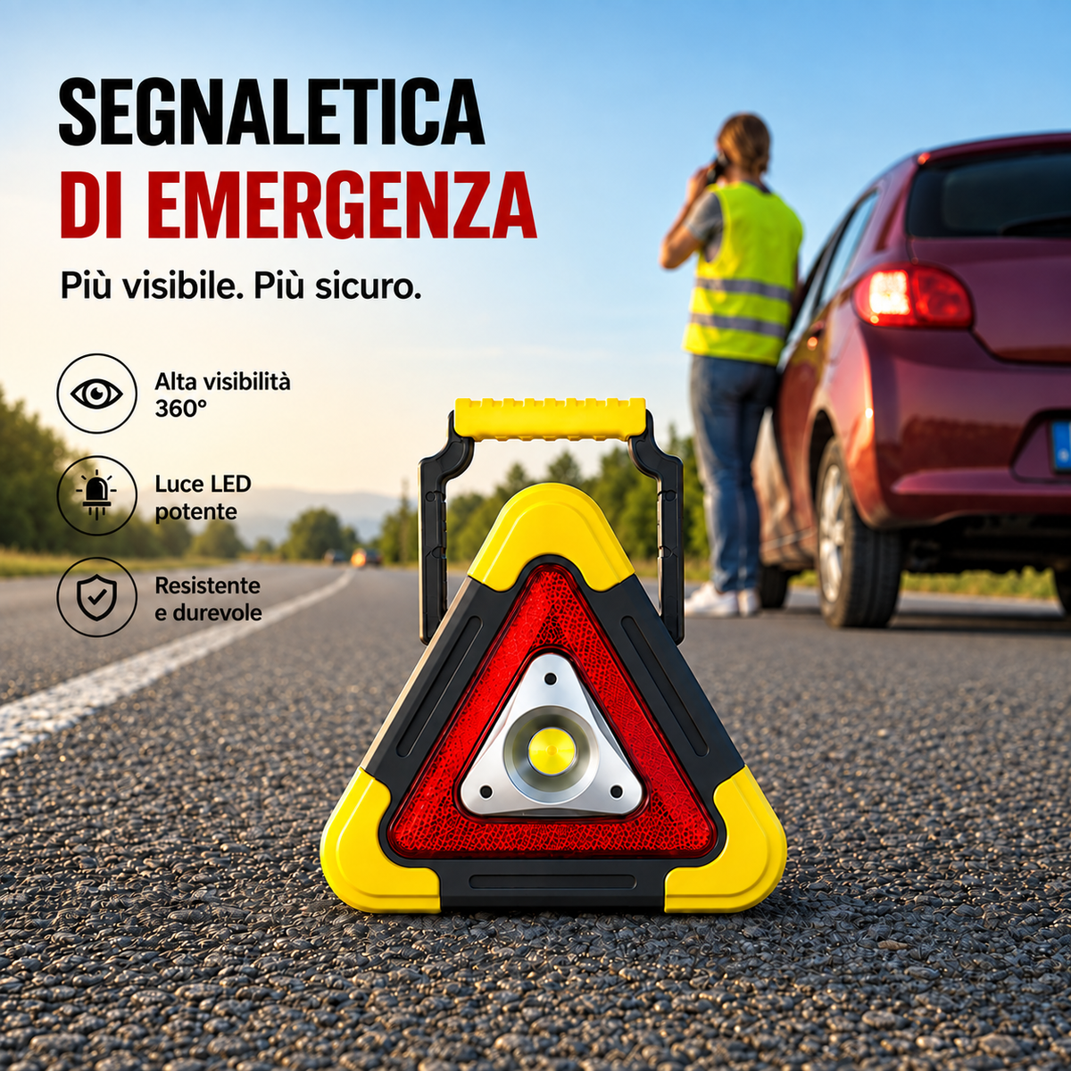 🚨 Triangolo di Emergenza LED per Auto – Super Offerta + Spedizione Gratuita