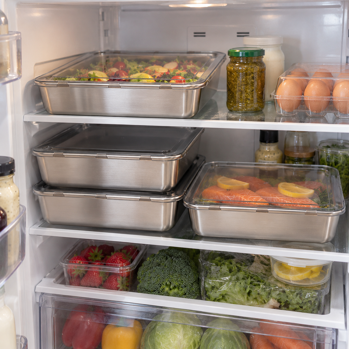 Contenitore alimentare in acciaio inox SUS304 da 2400 ml – per porzioni più grandi e una conservazione più ordinata