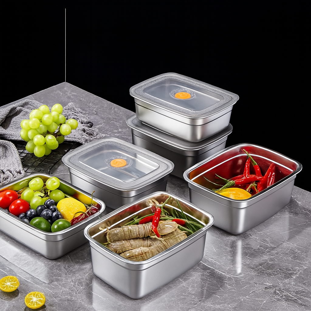 Grande contenitore ermetico per alimenti in acciaio inox antibatterico – 1500 ml (19 x 14 x 8 cm)