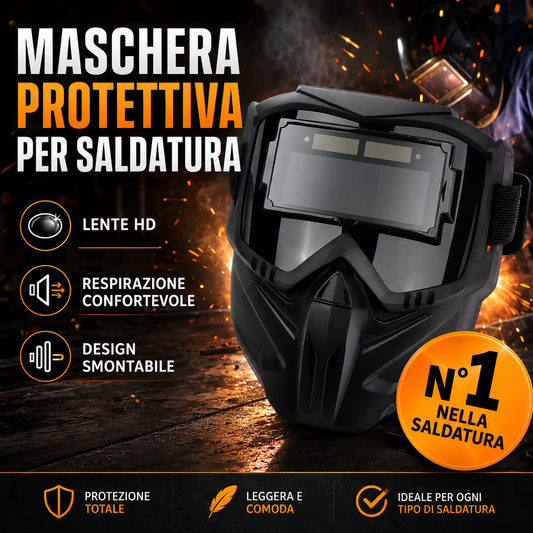 Maschera per Saldatura con Oscuramento Automatico 0,1 ms – Smontabile in 2 Parti, Protezione Totale