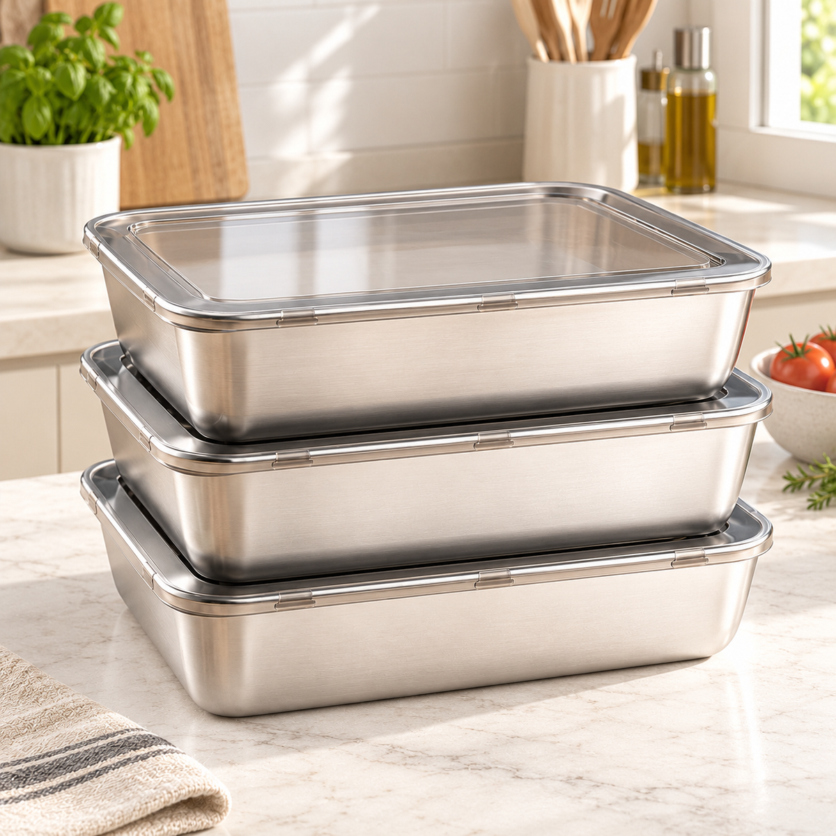 Contenitore alimentare in acciaio inox SUS304 da 2400 ml – per porzioni più grandi e una conservazione più ordinata