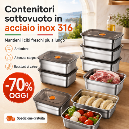 Contenitore Ermetico in Acciaio Inossidabile 316 Premium – Sottovuoto, Antibatterico e Sicuro