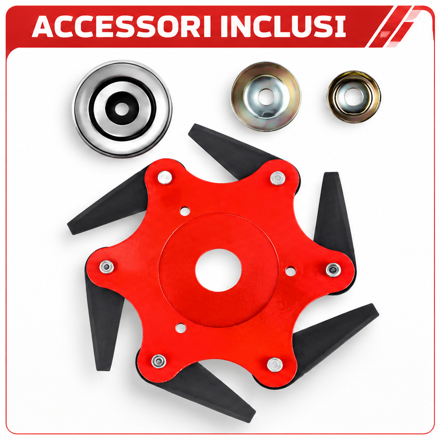 Lama per prato con 6 denti in acciaio (Accessori inclusi)