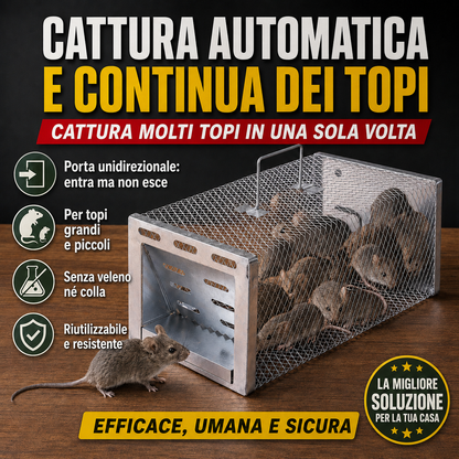 Trappola a Gabbia Non Letale per Catturare Vivi Ratti, Topi e Scoiattoli