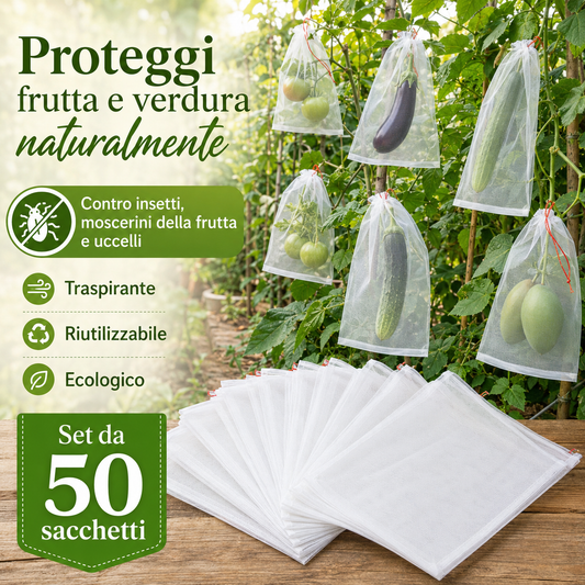 Sacchetti In Rete Traspiranti Riutilizzabili Per Proteggere Frutta E Verdura – Proteggono Da Insetti, Mosche Della Frutta E Uccelli